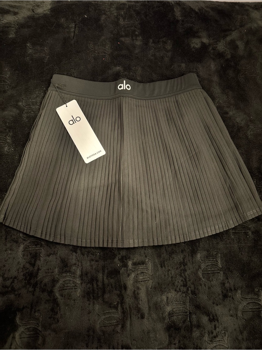 ALO Yoga Black Pleated Skater Skirt